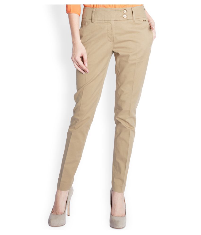 Buy Park Avenue Woman Beige Cotton Formal Pants Online at Best Prices ...