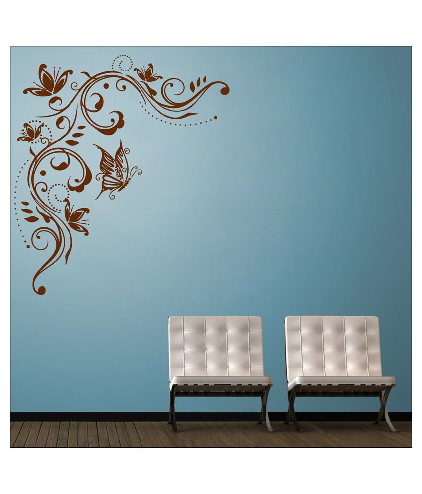    			Decor Villa Butterfly with Flower PVC Wall Stickers