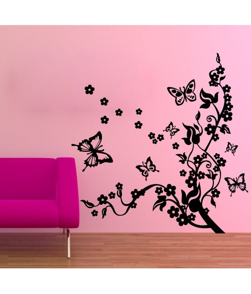 Creatick Studio Butter Fly Flowers Vinyl Wall Stickers Buy Creatick