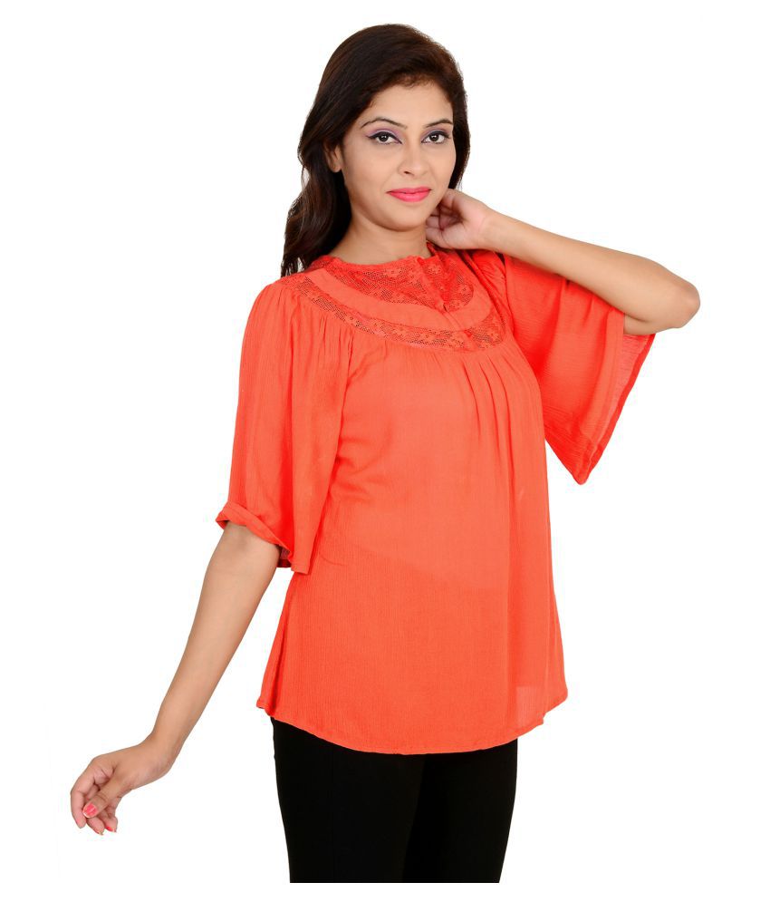 GOODWILL Poly Crepe Regular Tops - Orange - Buy GOODWILL Poly Crepe ...