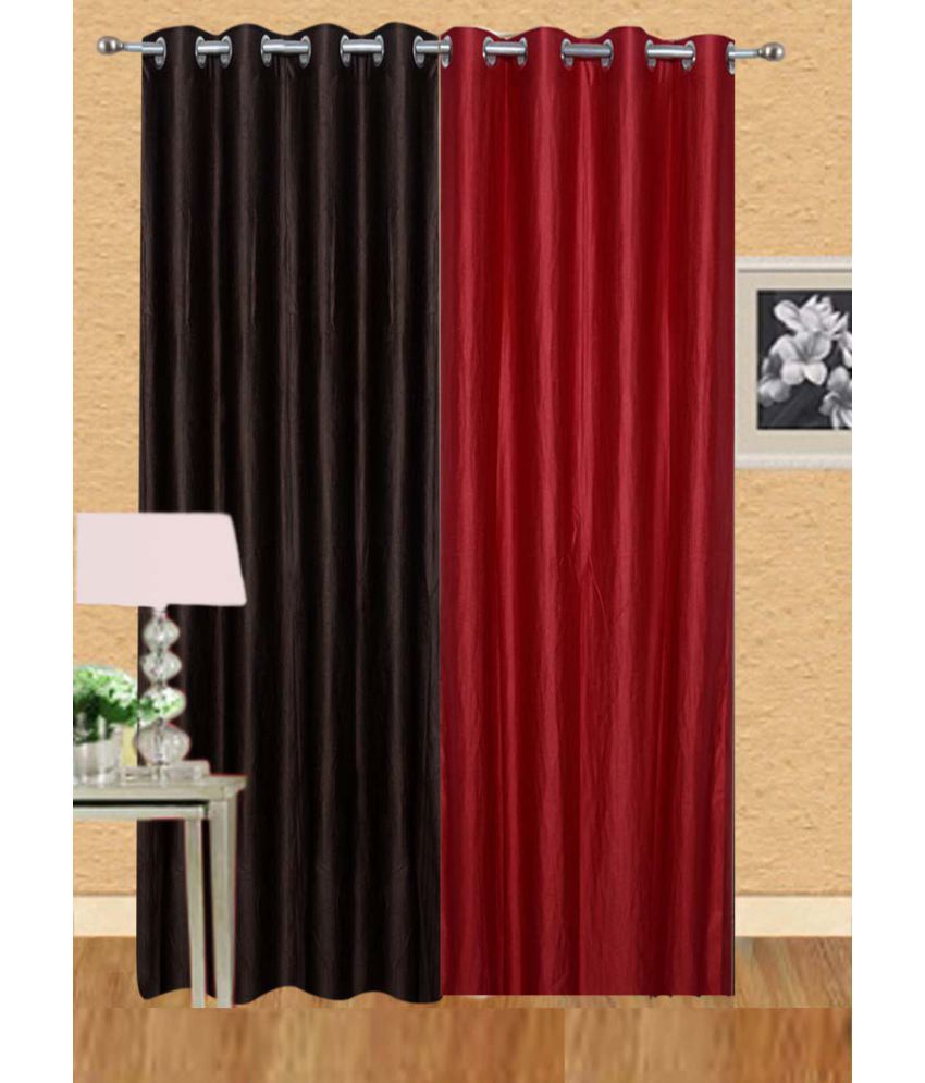     			Stella Creations Set of 2 Window Eyelet Curtains Solid Multi Color