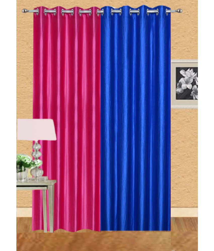     			Stella Creations Set of 2 Long Door Eyelet Curtains Solid Multi Color