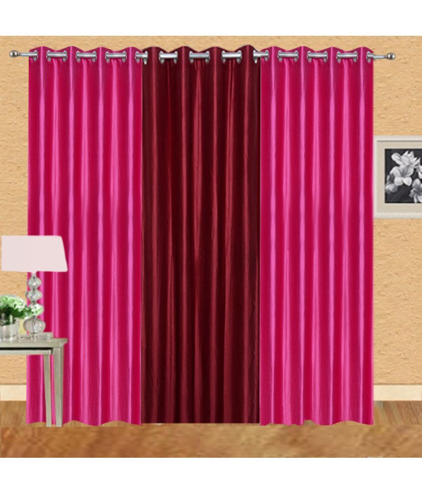     			Stella Creations Set of 3 Door Eyelet Curtains Solid Multi Color