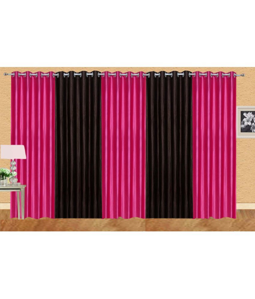     			Stella Creations Set of 5 Long Door Eyelet Curtains Solid Multi Color