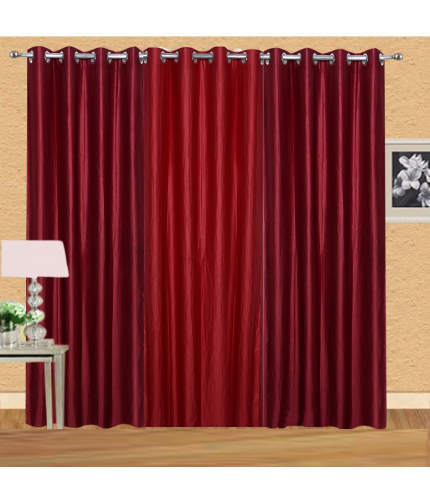     			Stella Creations Set of 3 Window Eyelet Curtains Solid Maroon