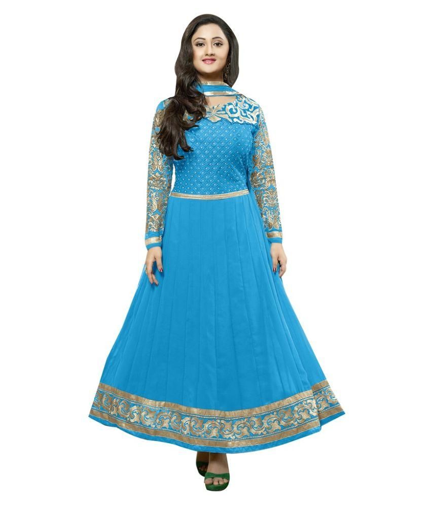 sky blue colour anarkali dress