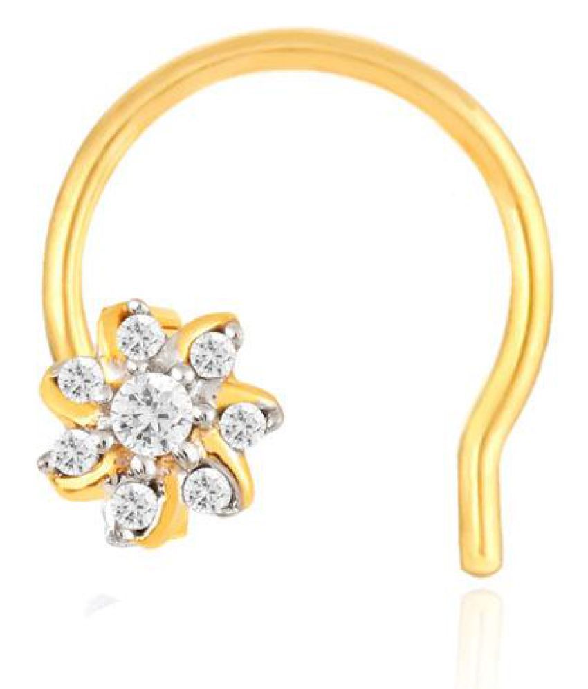 Shuddhi 18k Yellow Gold Floral Nose Pins Snapdeal price. Body Jewellery ...