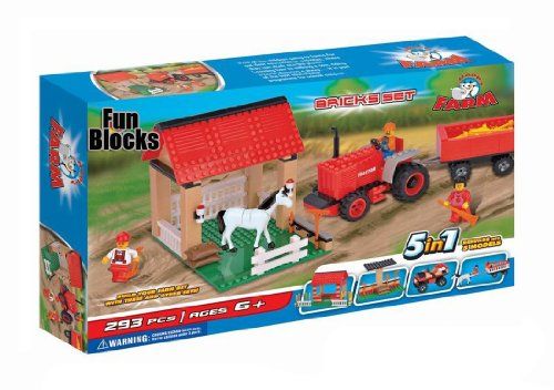 Fun Blocks Compatible With Lego Farm Tractor Barn 5 In 1 Brick