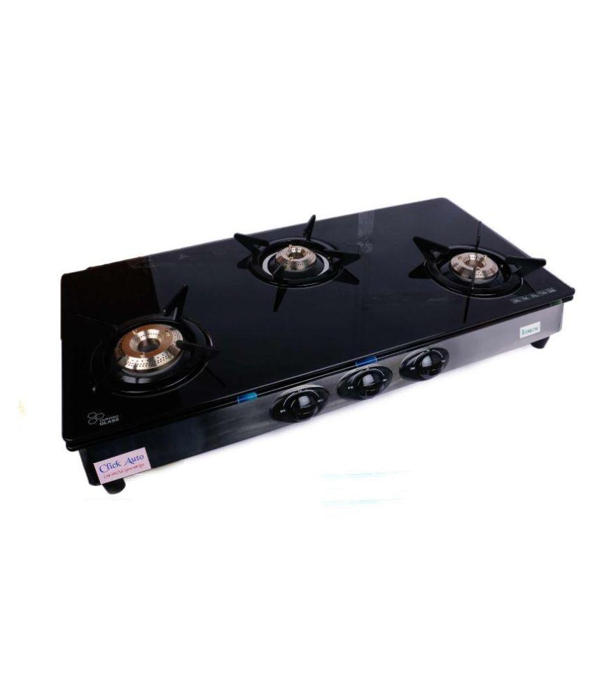Click Auto rainbow 3 Burner Glass Auto Gas Stove Price in India Buy Click Auto rainbow 3