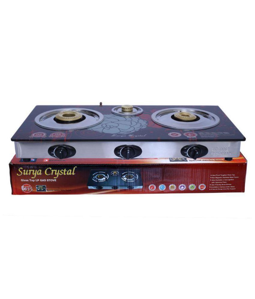 surya aksh 3 burner glass top price