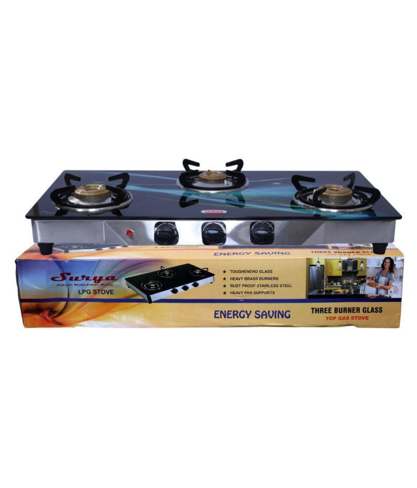 surya aksh 3 burner glass top
