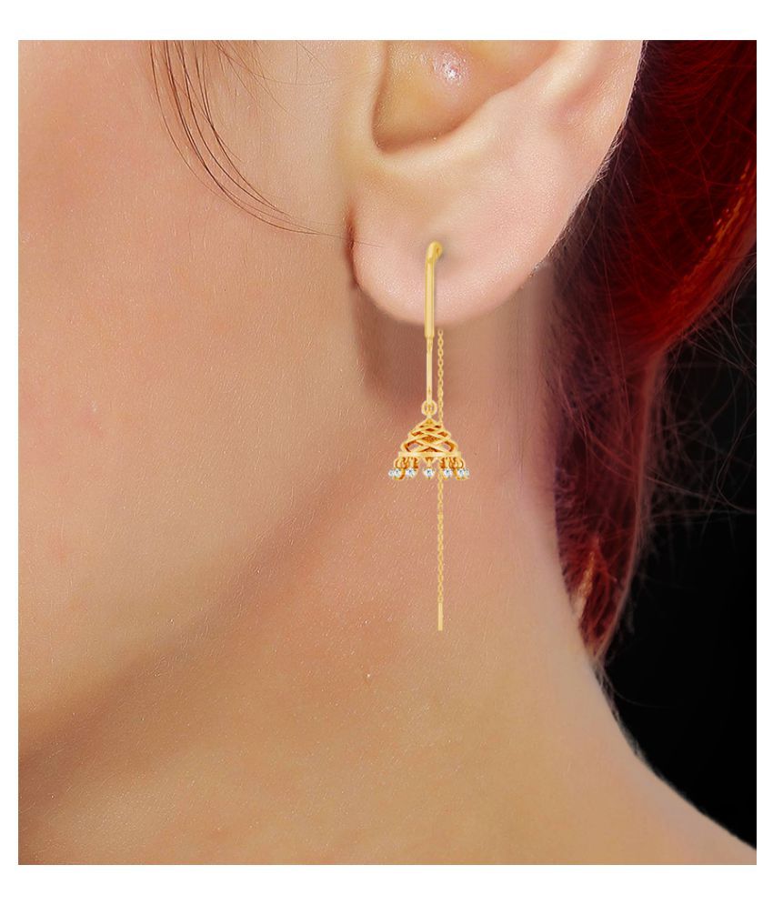 Amazing Simple Daily Use Simple Sui Dhaga Gold Earrings Designs