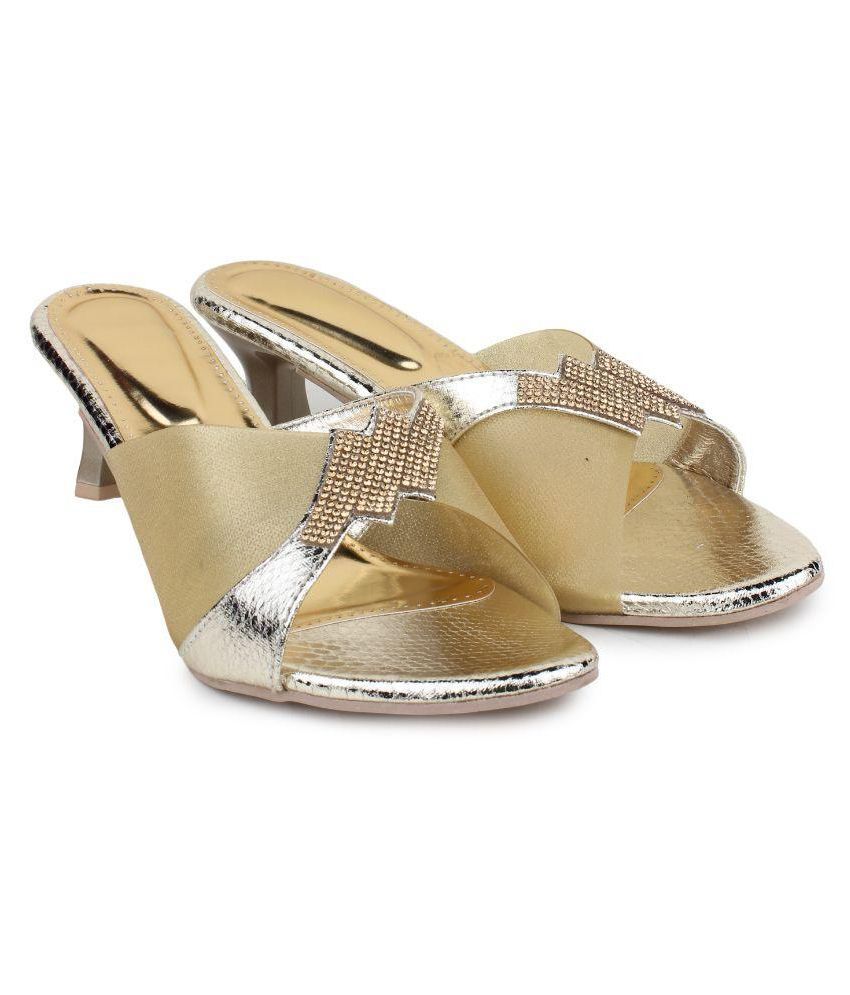 gold lace up kitten heels