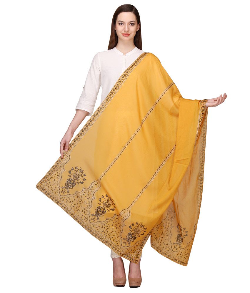 Aurelia Yellow Printed Dupatta Price in India - Buy Aurelia Yellow ...
