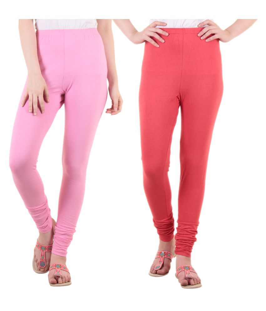     			Diaz - Pink Cotton Women's Leggings ( Pack of 2 )