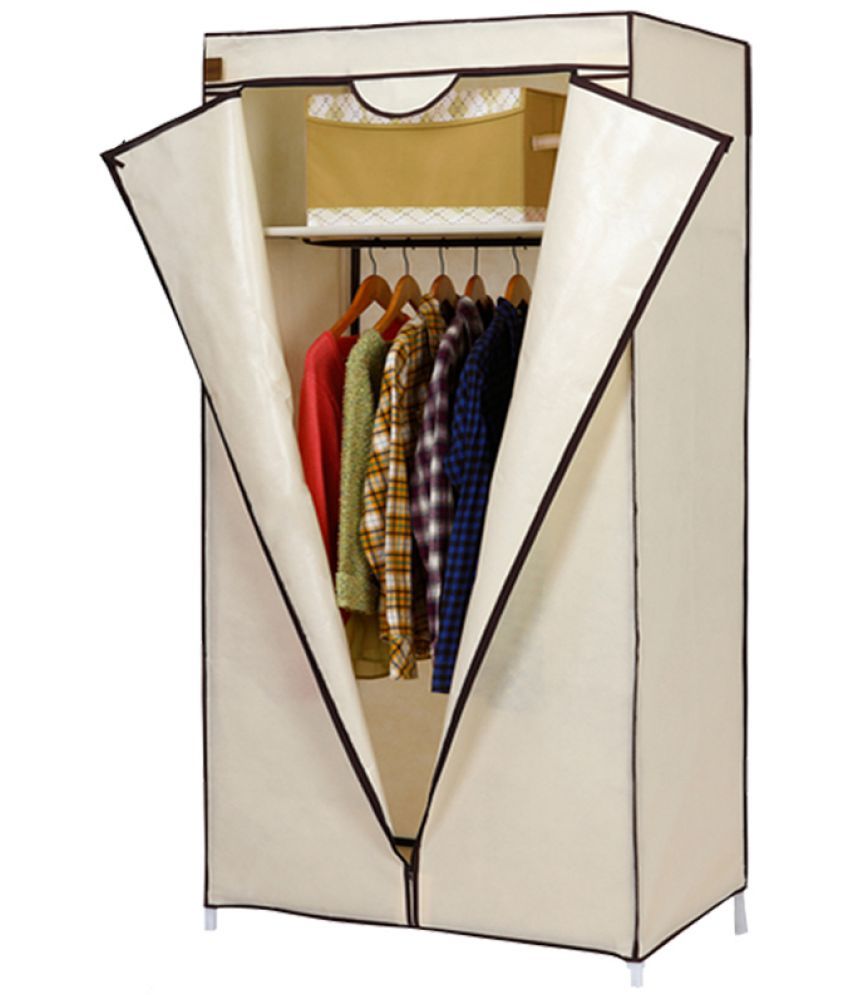 Kawachi Single Door Canvas Foldable Cupboard Wardrobe Fabric