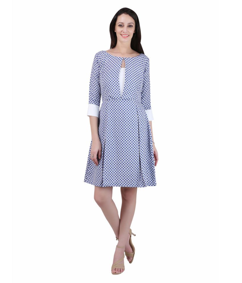INDO FAB Blue Crepe Dresses - Buy INDO FAB Blue Crepe Dresses Online at ...