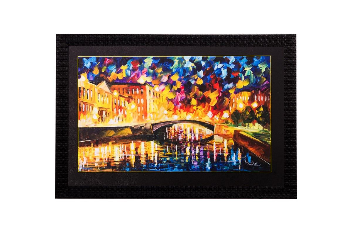     			eCraftIndia Multicoloured Beautiful Bridge UV Framed Wall Art