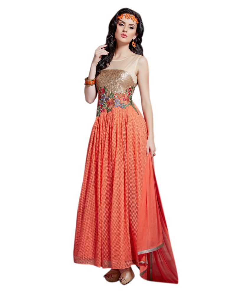 orange chiffon gown