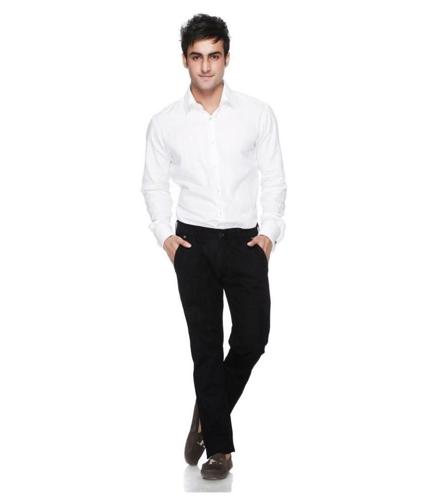 Siyaram's White Shirt & Siyaram's Black Pant Poly Blend Suitings and ...