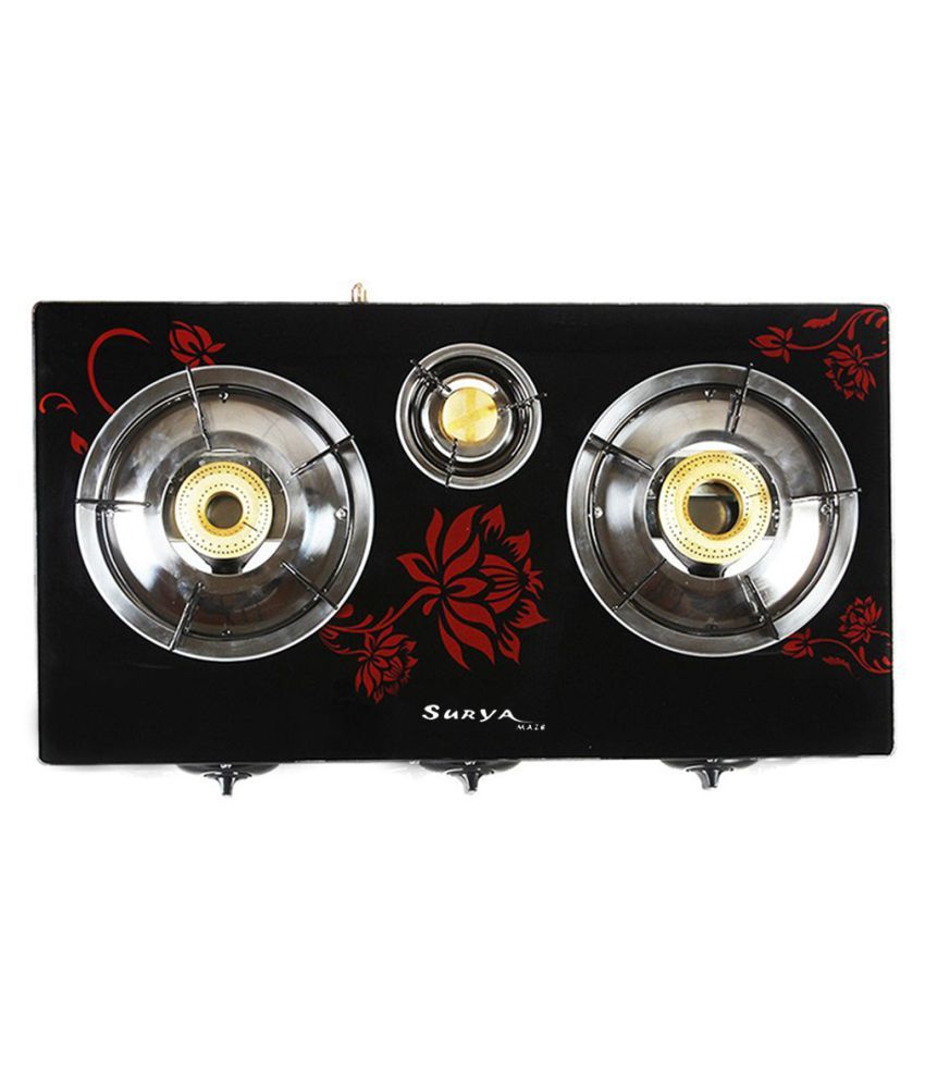 Surya Maze SM117 3 Burner Glass Auto Gas Stove Price in India - Buy ...