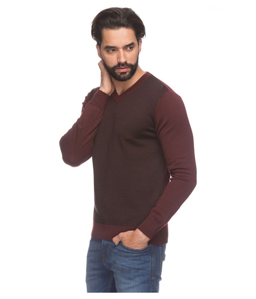 Raymond Maroon V Neck Sweater - Buy Raymond Maroon V Neck Sweater ...