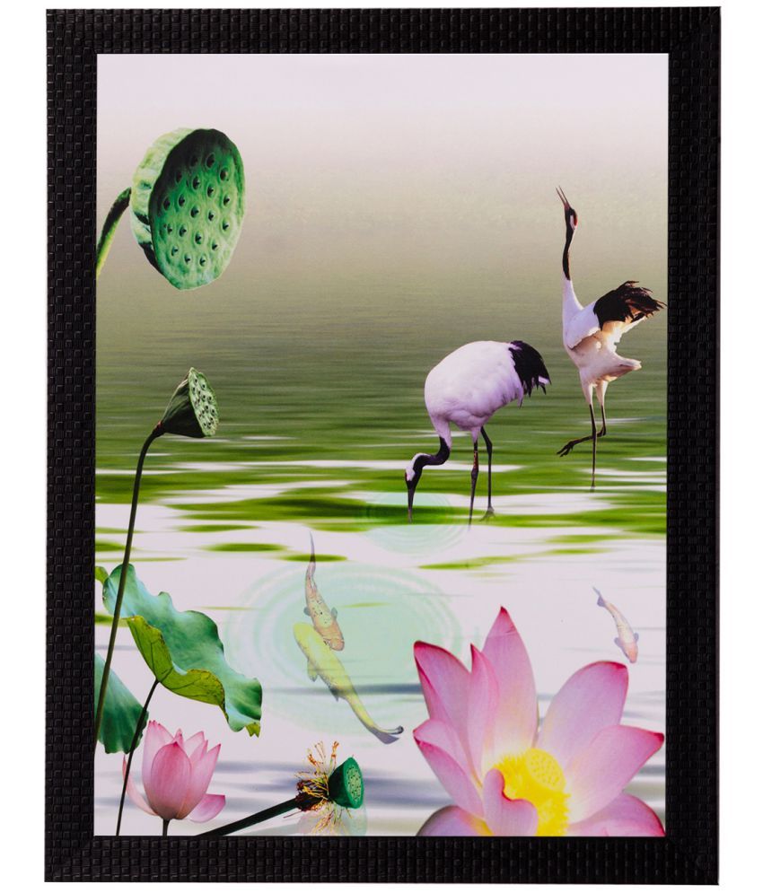     			eCraftIndia Multicoloured Water & Flower Satin Matt Framed UV Wall Art