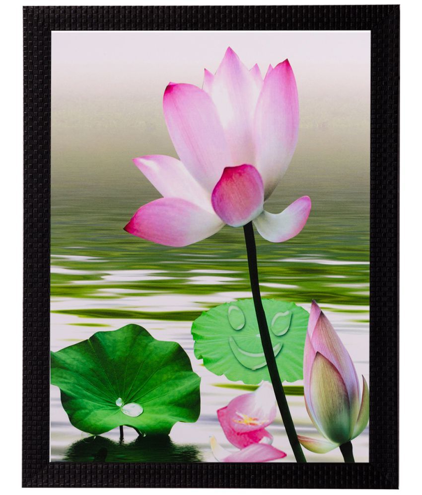     			eCraftIndia Multicoloured Water & Flower Matt Framed UV Wall Art