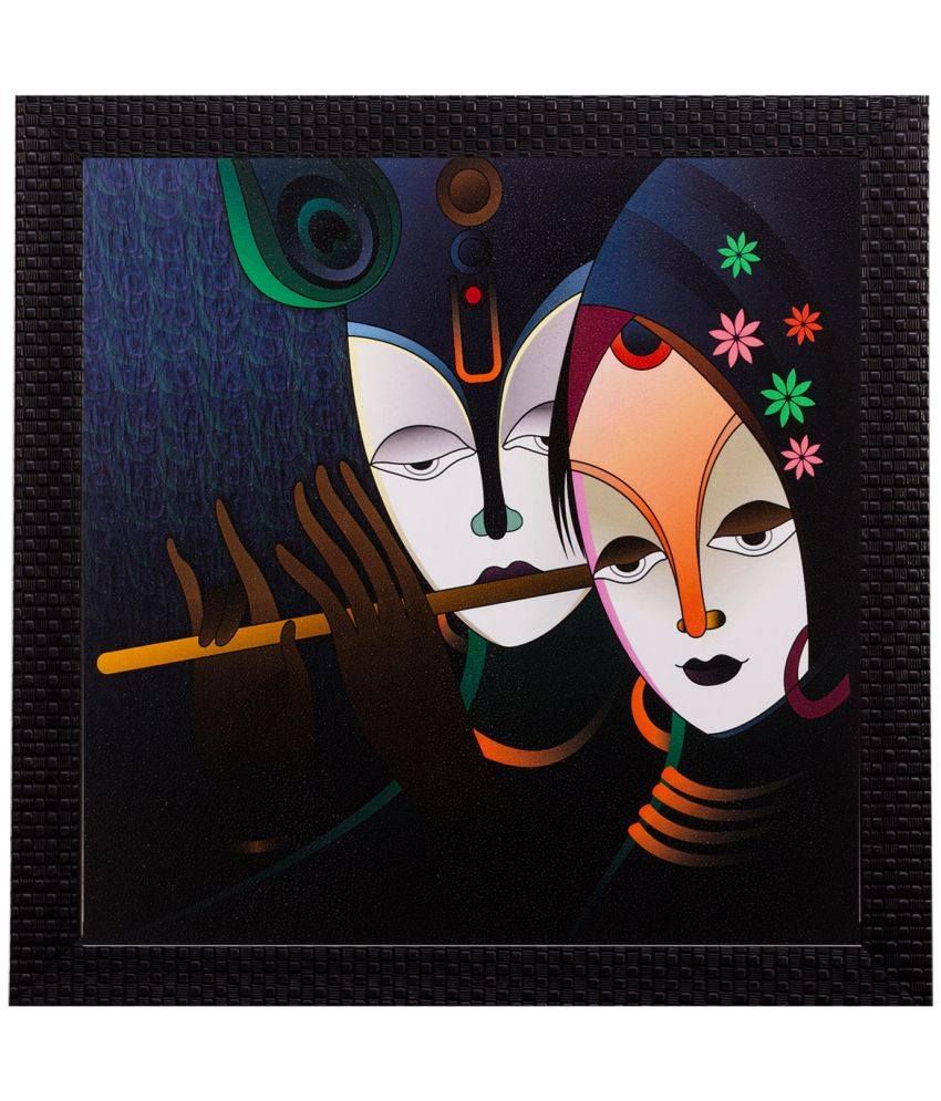     			eCraftIndia Multicoloured Satin Matte Texture Framed Radha Krishna UV Wall Art