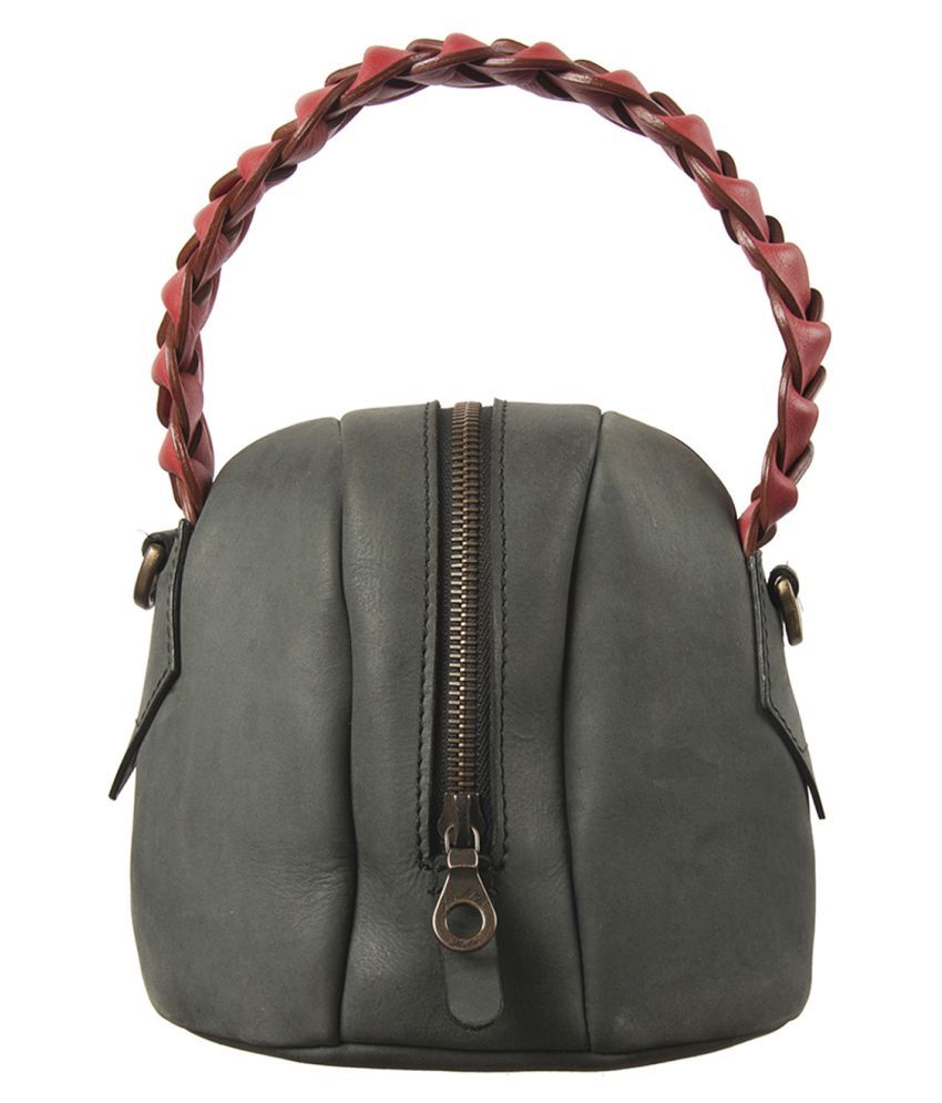 grey leather handbag sale