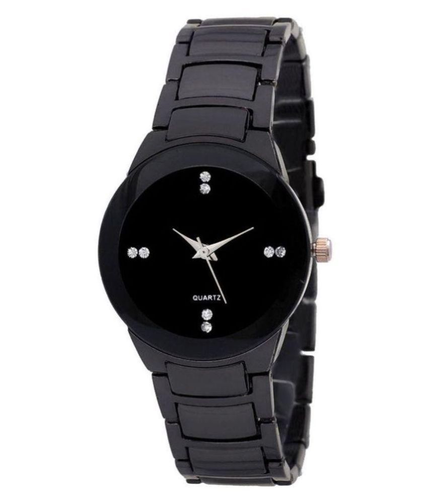     			IIK Collection Silver and Black Analog Watch - For Girls, Women