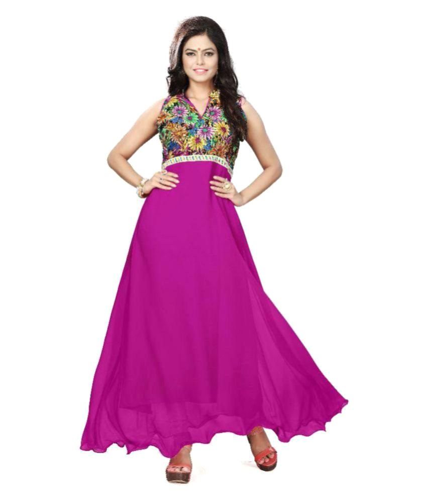 purple georgette gown