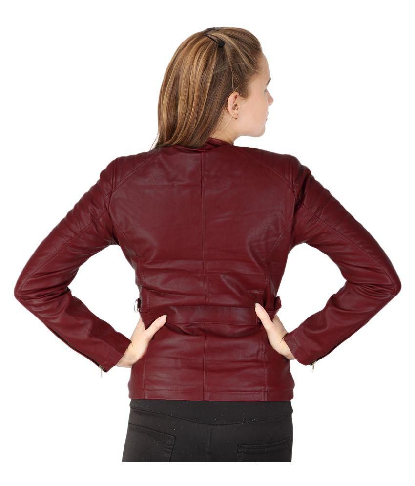 Buy Zipper Maroon Pu Leather Biker Online at Best Prices in India ...