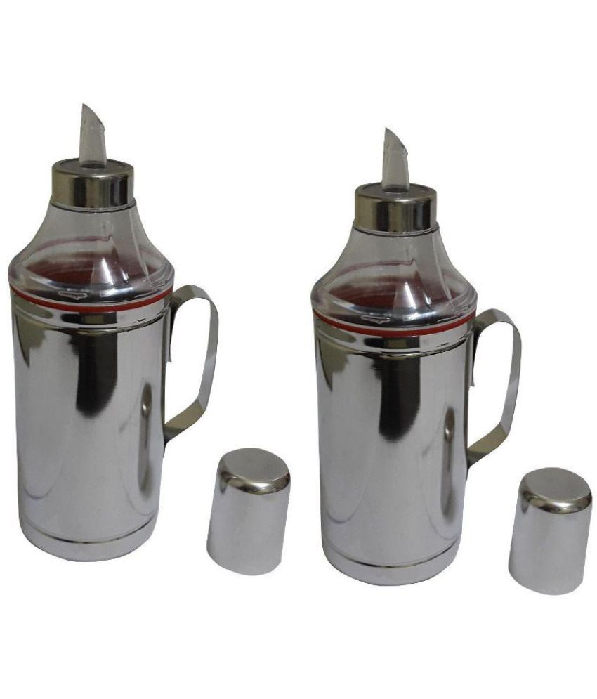     			Dynore Oil dropper Steel Oil Container/Dispenser Set of 2 1000 mL