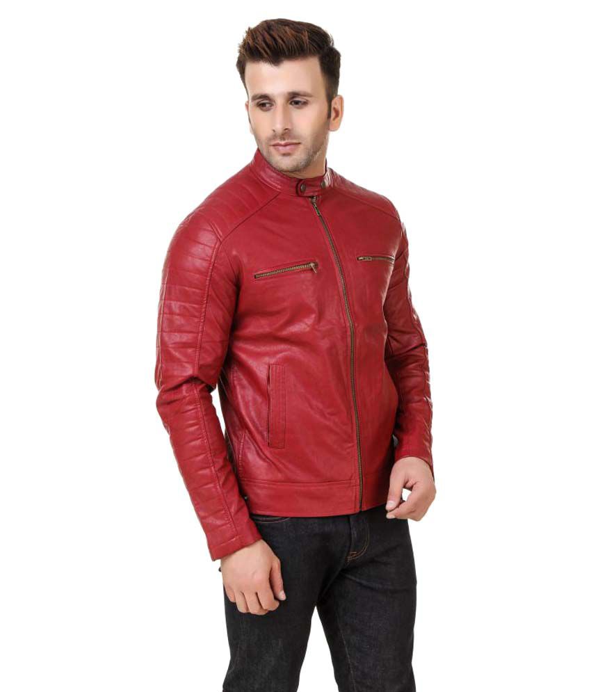 StyleHub Red Biker Jacket - Buy StyleHub Red Biker Jacket Online at ...