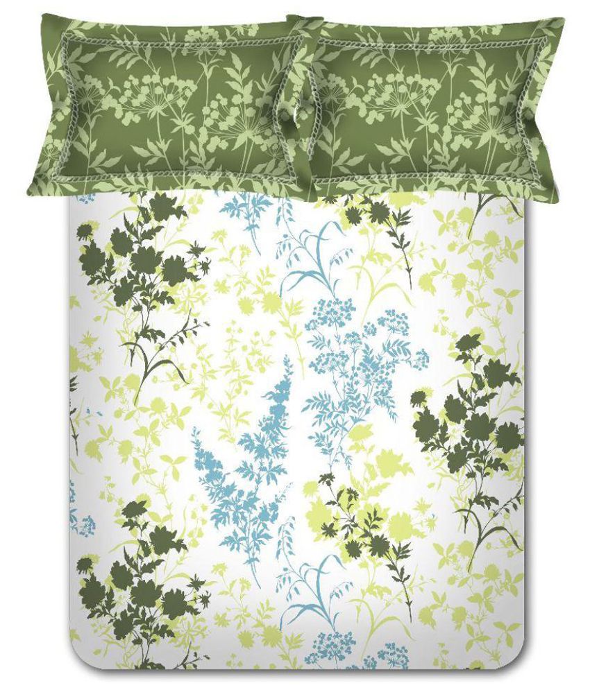 Spaces 100 Cotton Floral Double Bed Sheet with 2 Pillow Covers Buy
