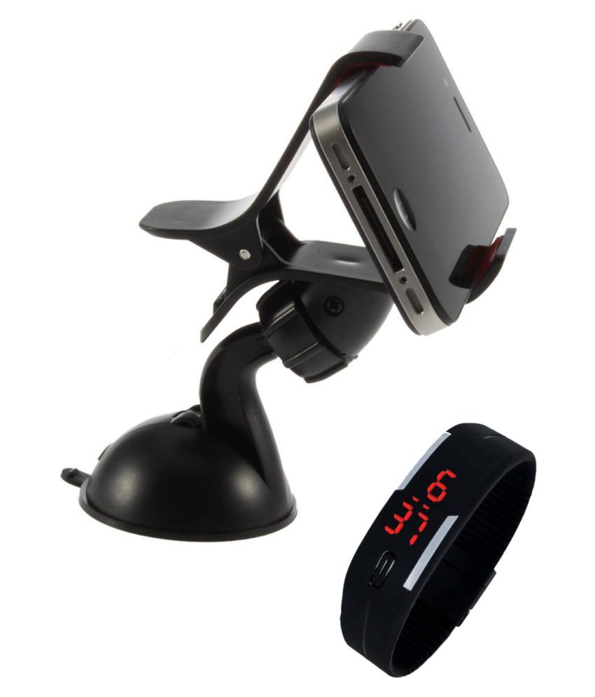 Car Stand Black with LED watch Black by Style Crome. Mobile