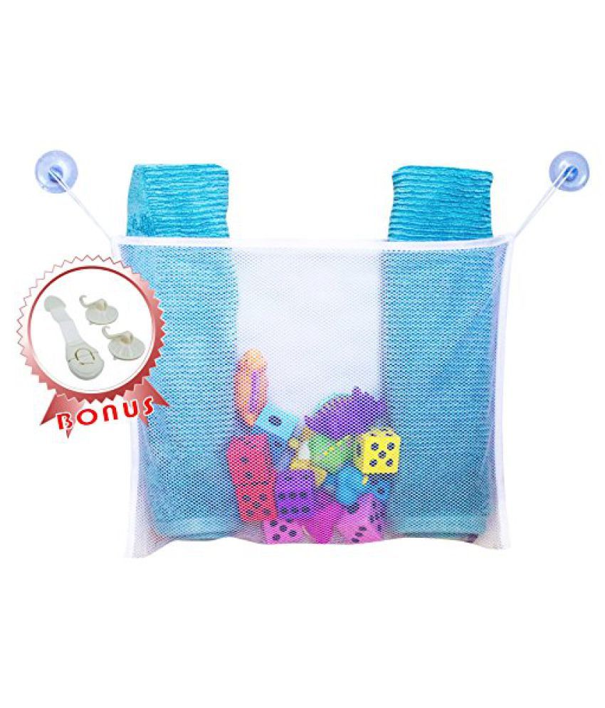 Bath Toy Organizer, White Bath Toy Storage Bag + 1 Safety Drawer Lock