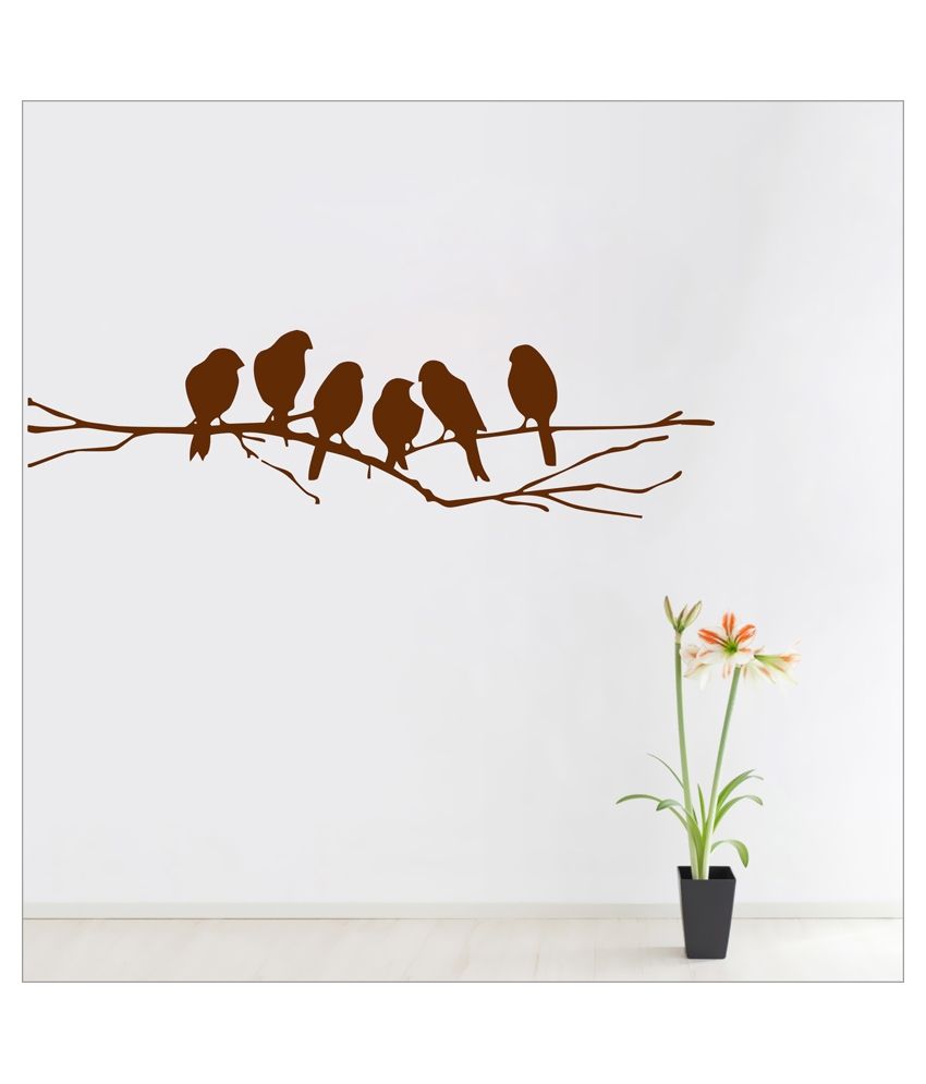     			Decor Villa Group of Birds seating on Tree PVC Wall Stickers