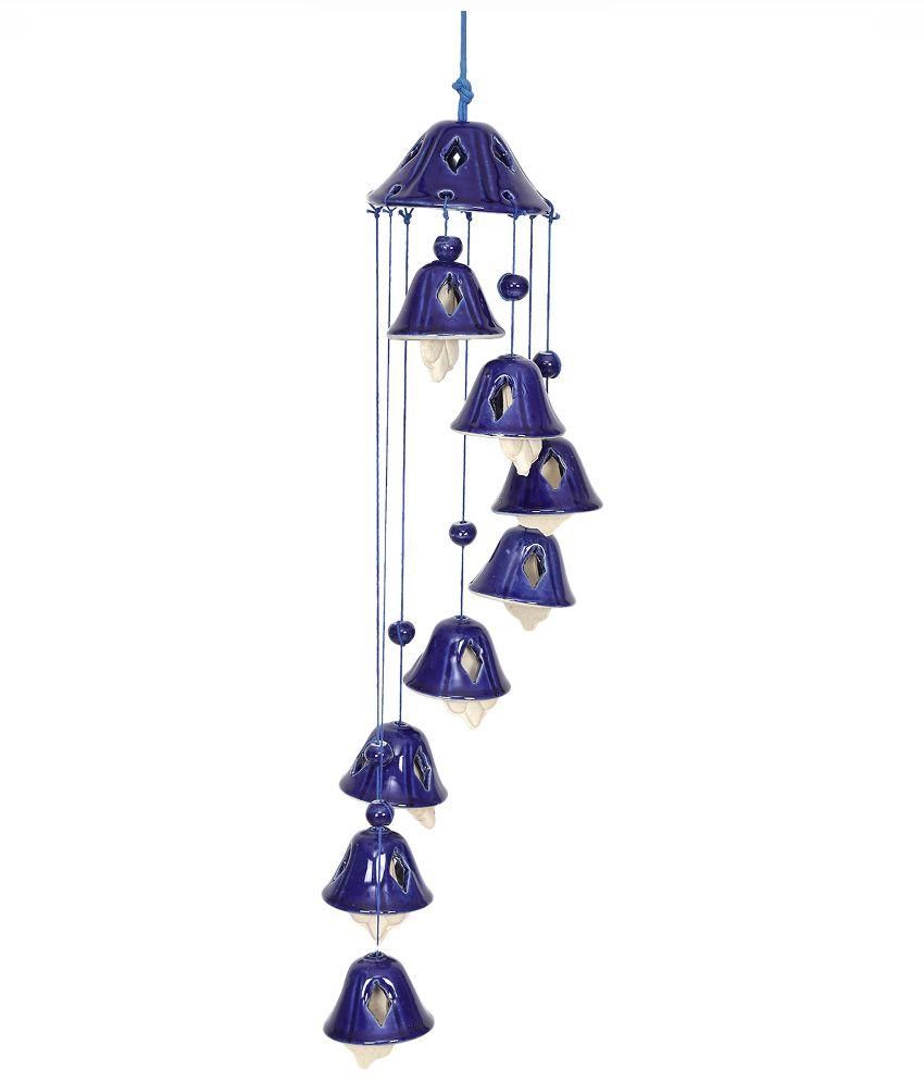 Unravel India Ceramic Blue Bell Wind Chimes Buy Unravel India Ceramic