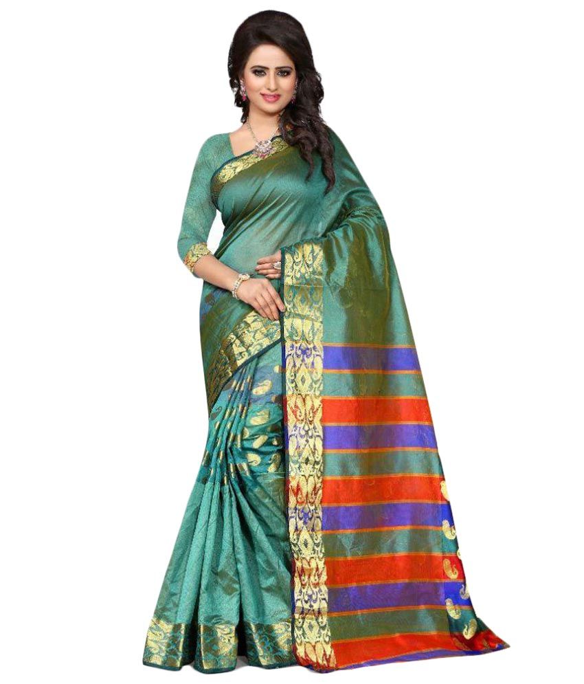 Shree Kamal Textorium Green Banarasi Silk Saree - Buy Shree Kamal ...