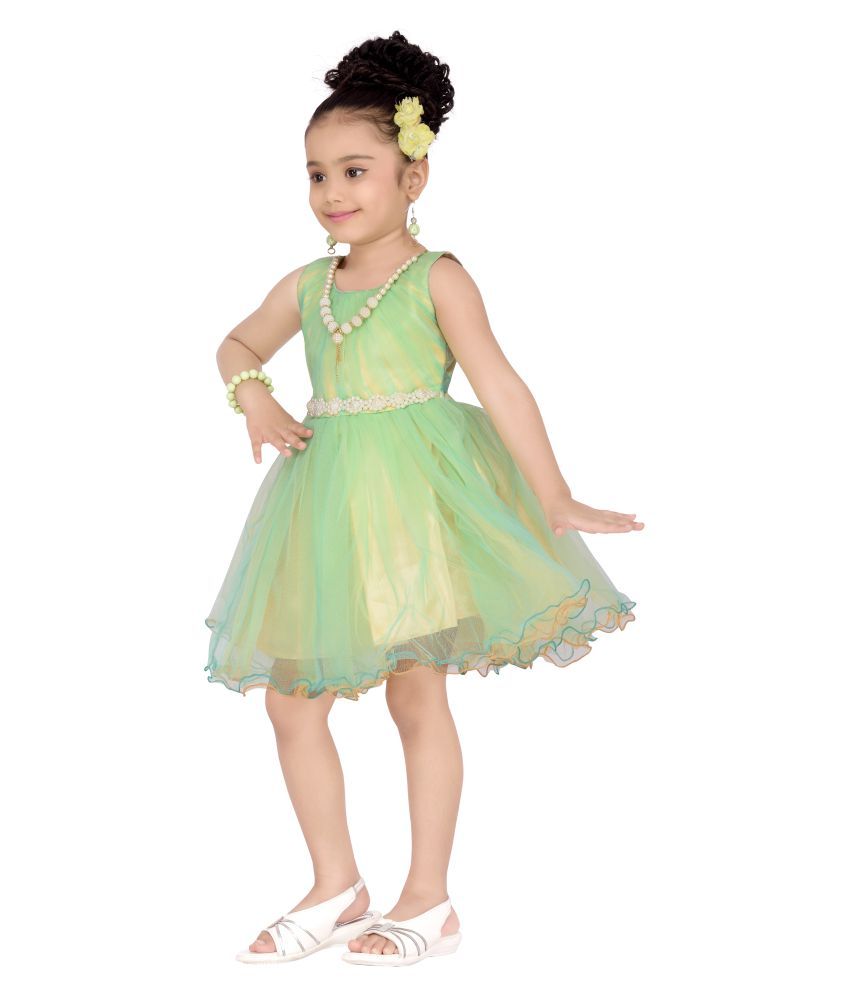 green net frock design