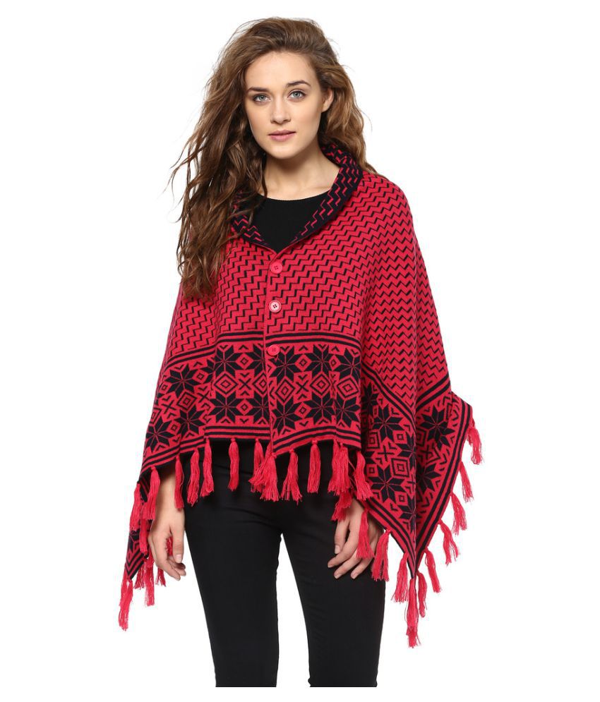 Buy Cayman Maroon Woollen Ponchos & Capes Online at Best Prices in ...