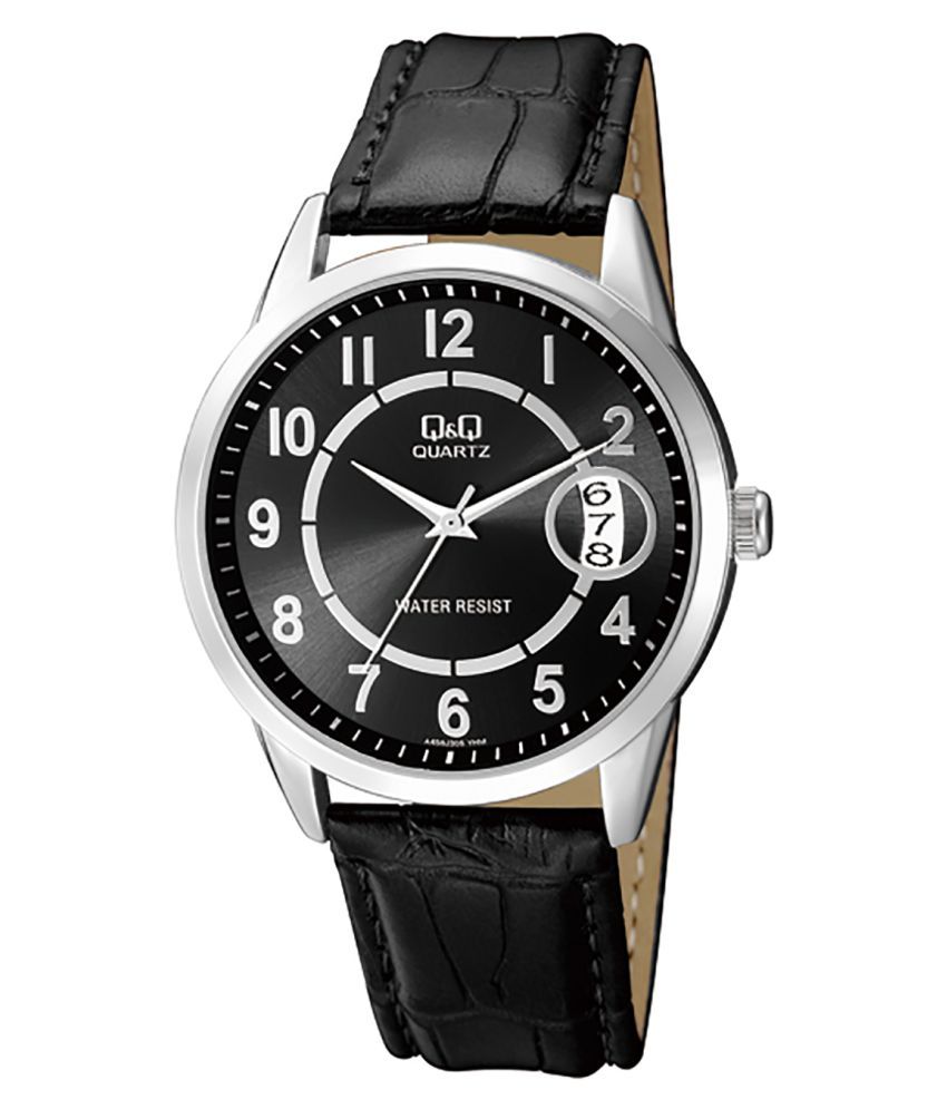 Q&Q Analog Black Dial Leather Strap Watch for MenA456J305Y Buy Q&Q
