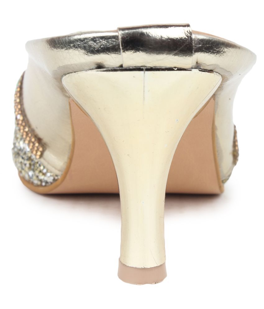 Lady Crown Gold Cone Heels Price in India- Buy Lady Crown Gold Cone ...
