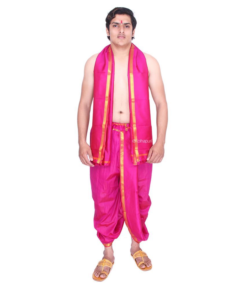 pink shirt and dhoti