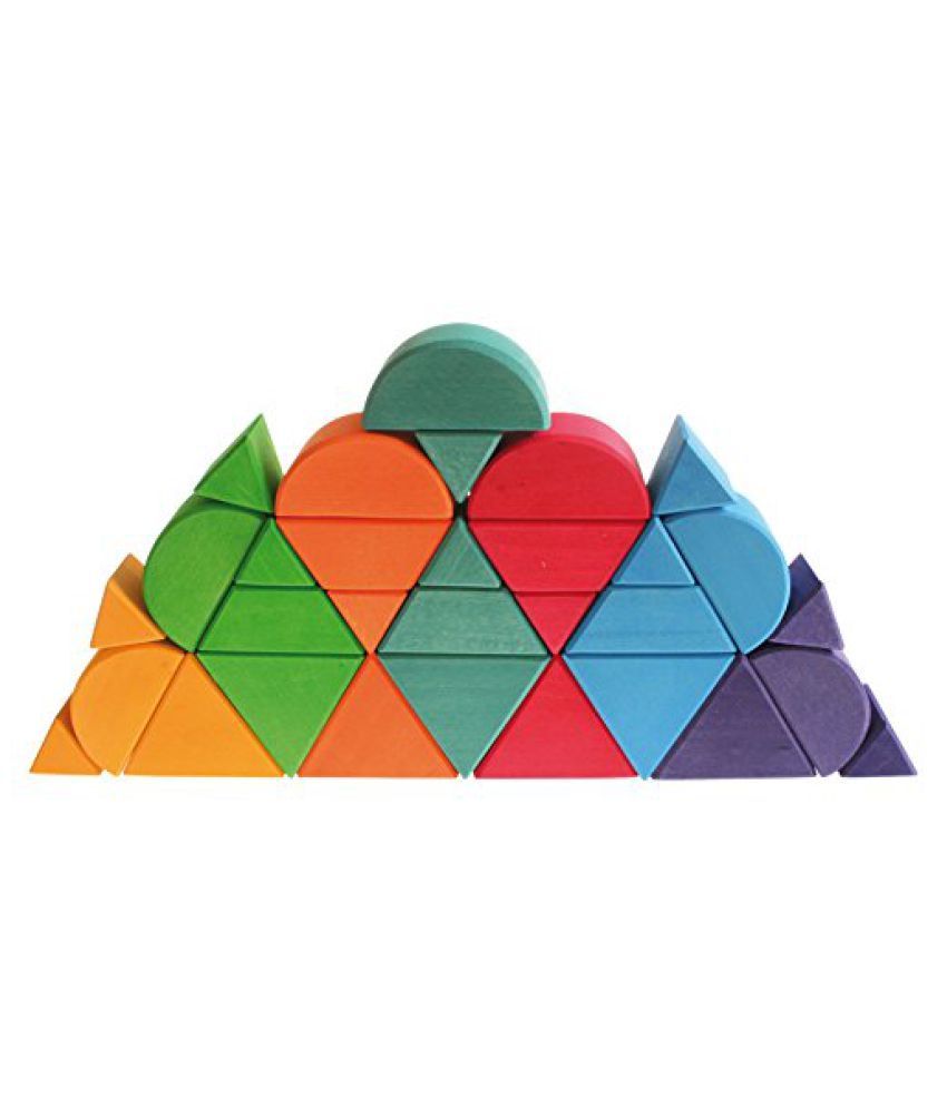 Grimms Large Shapes & Colors Building Set, Part 2 Colorful Wooden
