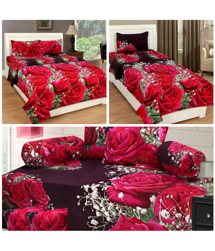 JMT Single Poly Cotton Multicolour Floral Bed Sheet Buy JMT Single