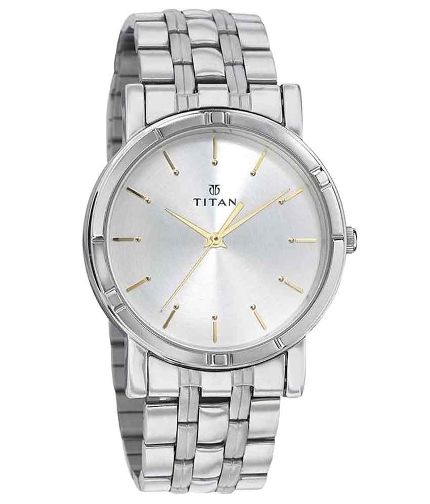 Titan Silver Stainless Steel Analog Watch - Buy Titan Silver Stainless