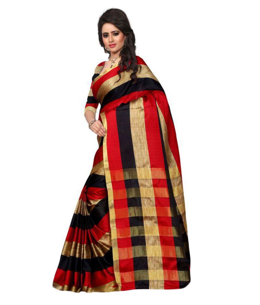 Fabdiwa Fashion Red And Black Kanchipuram Saree Buy Fabdiwa Fashion Red And Black Kanchipuram 0013